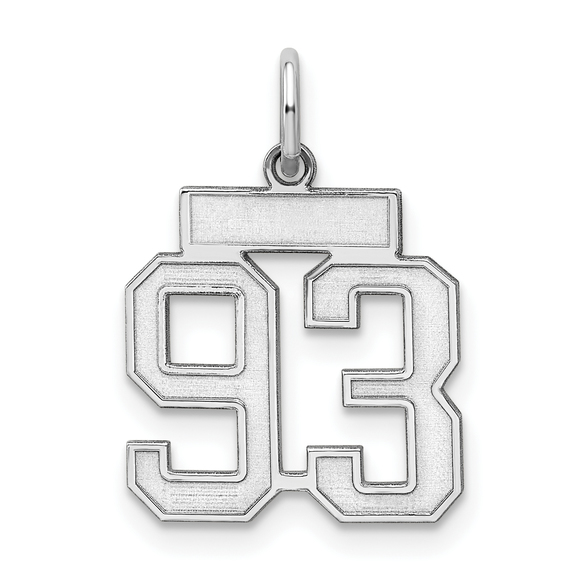Sterling Silver/Rhodium-plated Satin Number 93 Charm - Picture 1 of 4